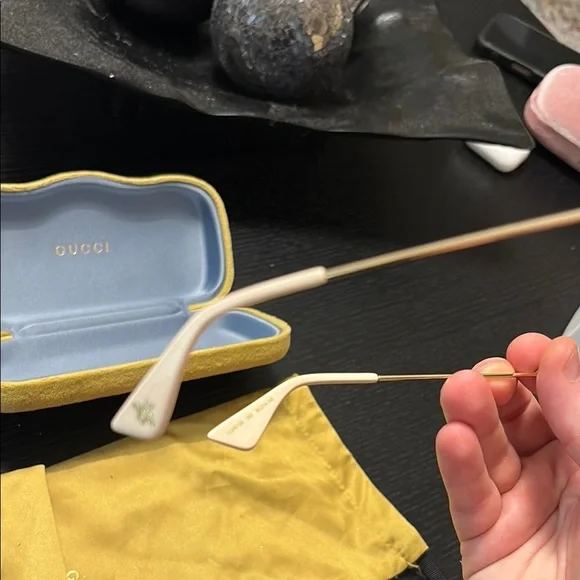 Gucci Gold and Brown Sunglasses - Picture 3 of 5